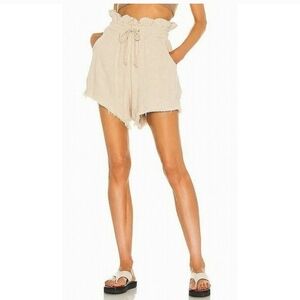 EUC BLANKNYC Away From Here Linen Blend Raw Hem Paperbag Shorts Sz M